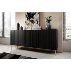 Komoda Nicole 200 cm - czarny mat / złote nóżki